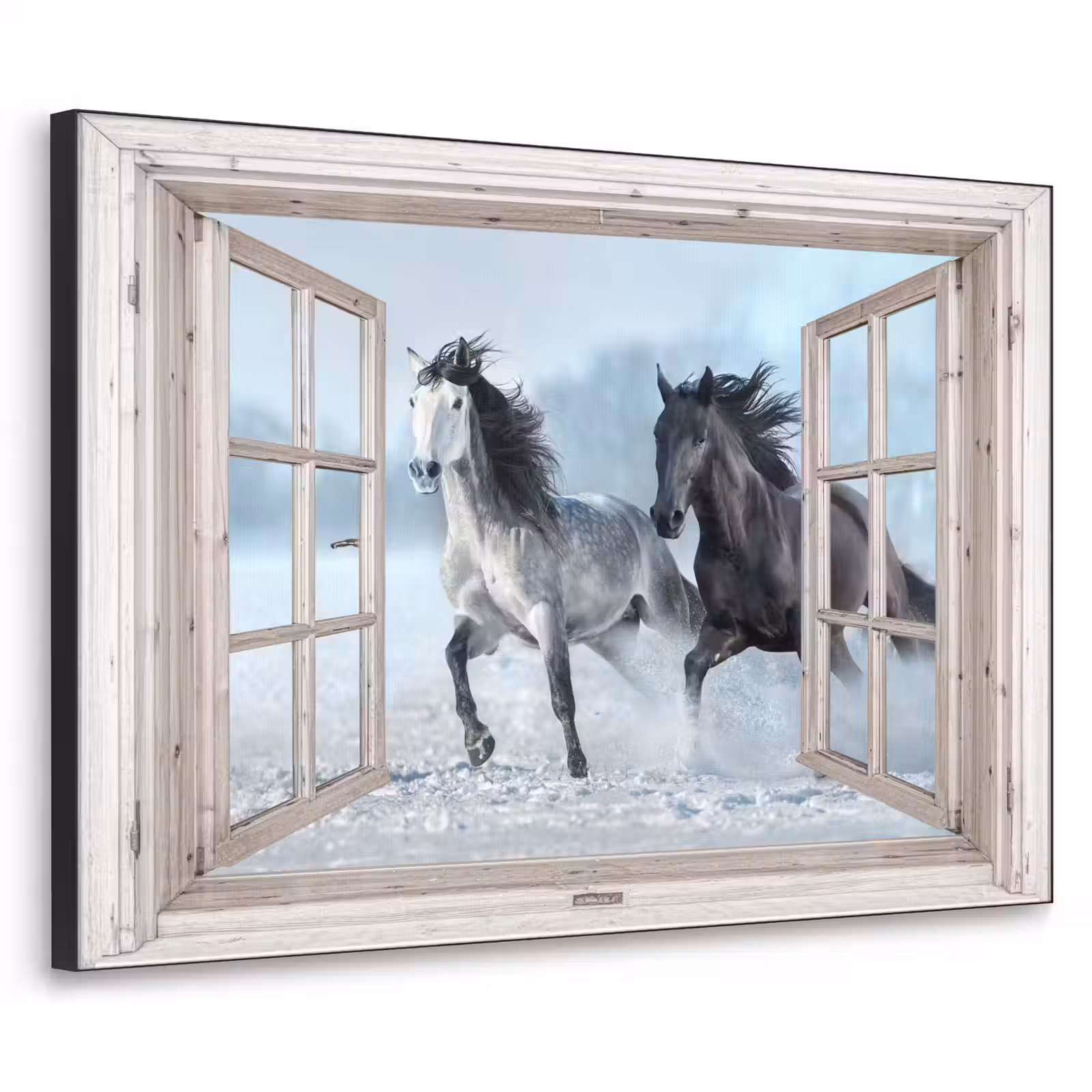Art Frame - Doorkijk - Paarden - Winter - Dieren - Natuur - Wit — 1