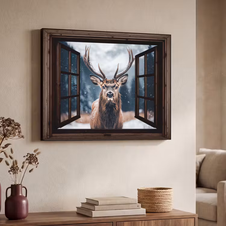 Art Frame - Doorkijk - Hert - Dieren - Landschap - Winter - Sneeuw - Landelijk — 7