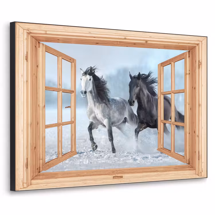 Art Frame - Doorkijk - Paarden - Winter - Dieren - Natuur - Hout — 1