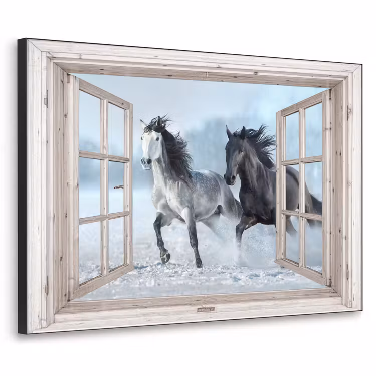 Art Frame - Doorkijk - Paarden - Winter - Dieren - Natuur - Wit — 1