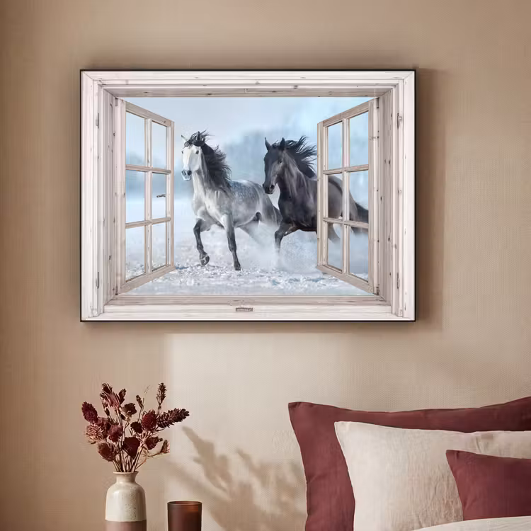 Art Frame - Doorkijk - Paarden - Winter - Dieren - Natuur - Wit — 3
