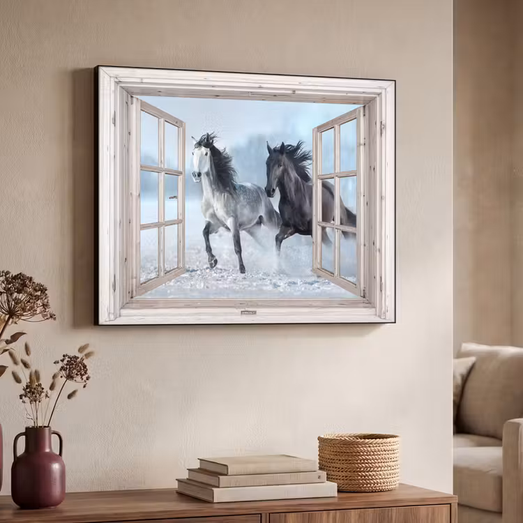 Art Frame - Doorkijk - Paarden - Winter - Dieren - Natuur - Wit — 7