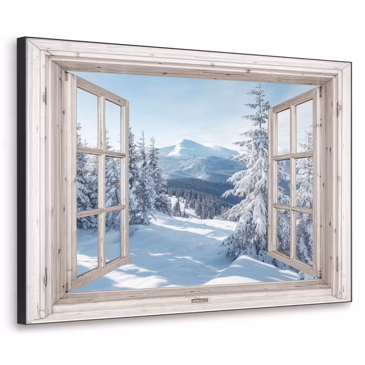 Art Frame - Doorkijk - Winter - Landschap - Natuur - Berg - Bomen - Wit — 1