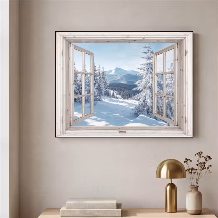 Art Frame - Doorkijk - Winter - Landschap - Natuur - Berg - Bomen - Wit — 5