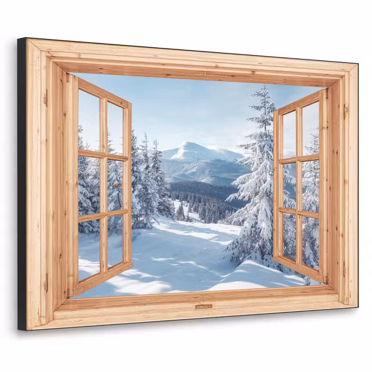 Art Frame - Doorkijk - Winterlandschap - Natuur - Berg - Bomen - Hout — 1