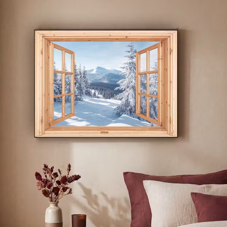 Art Frame - Doorkijk - Winterlandschap - Natuur - Berg - Bomen - Hout — 3