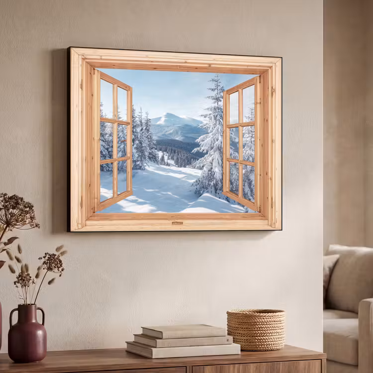 Art Frame - Doorkijk - Winterlandschap - Natuur - Berg - Bomen - Hout — 7