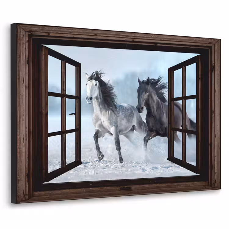 Art Frame - Paarden - Winter - Dieren - Natuur - Doorkijk — 1