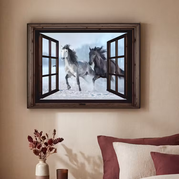 Art Frame - Paarden - Winter - Dieren - Natuur - Doorkijk — 3
