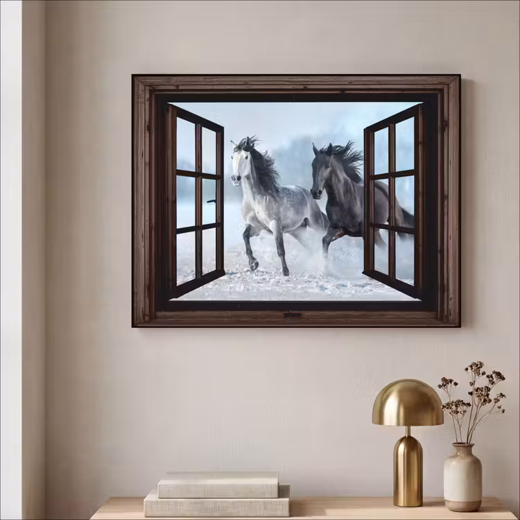 Art Frame - Paarden - Winter - Dieren - Natuur - Doorkijk — 5
