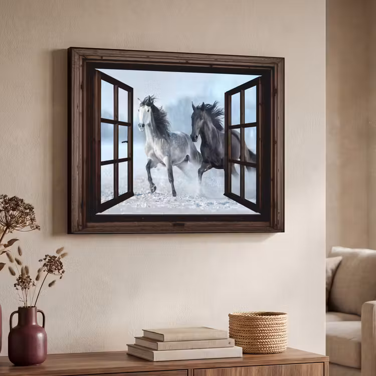 Art Frame - Paarden - Winter - Dieren - Natuur - Doorkijk — 7