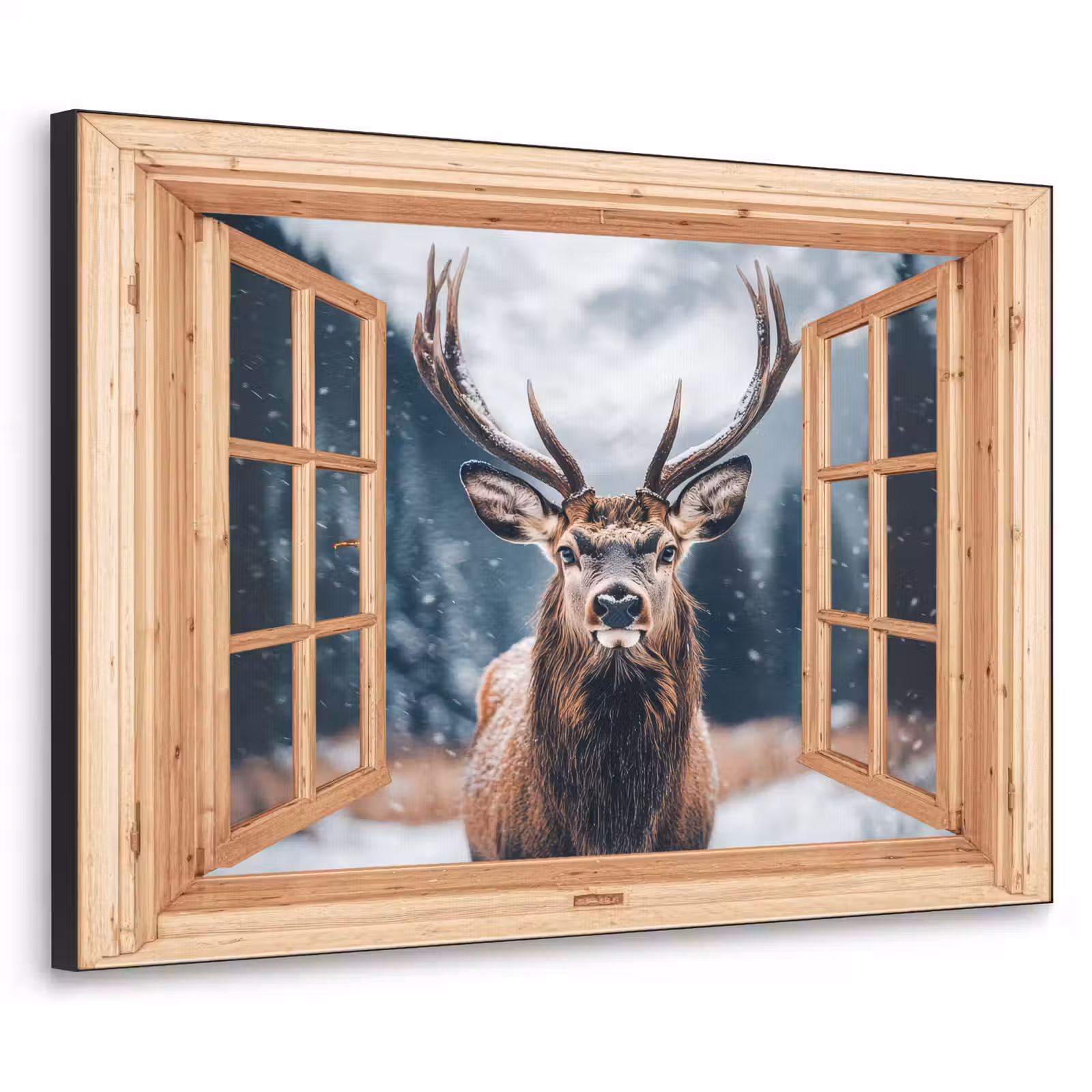 Art Frame - Doorkijk - Hert - Dieren - Winterlandschap - Sneeuw — 1