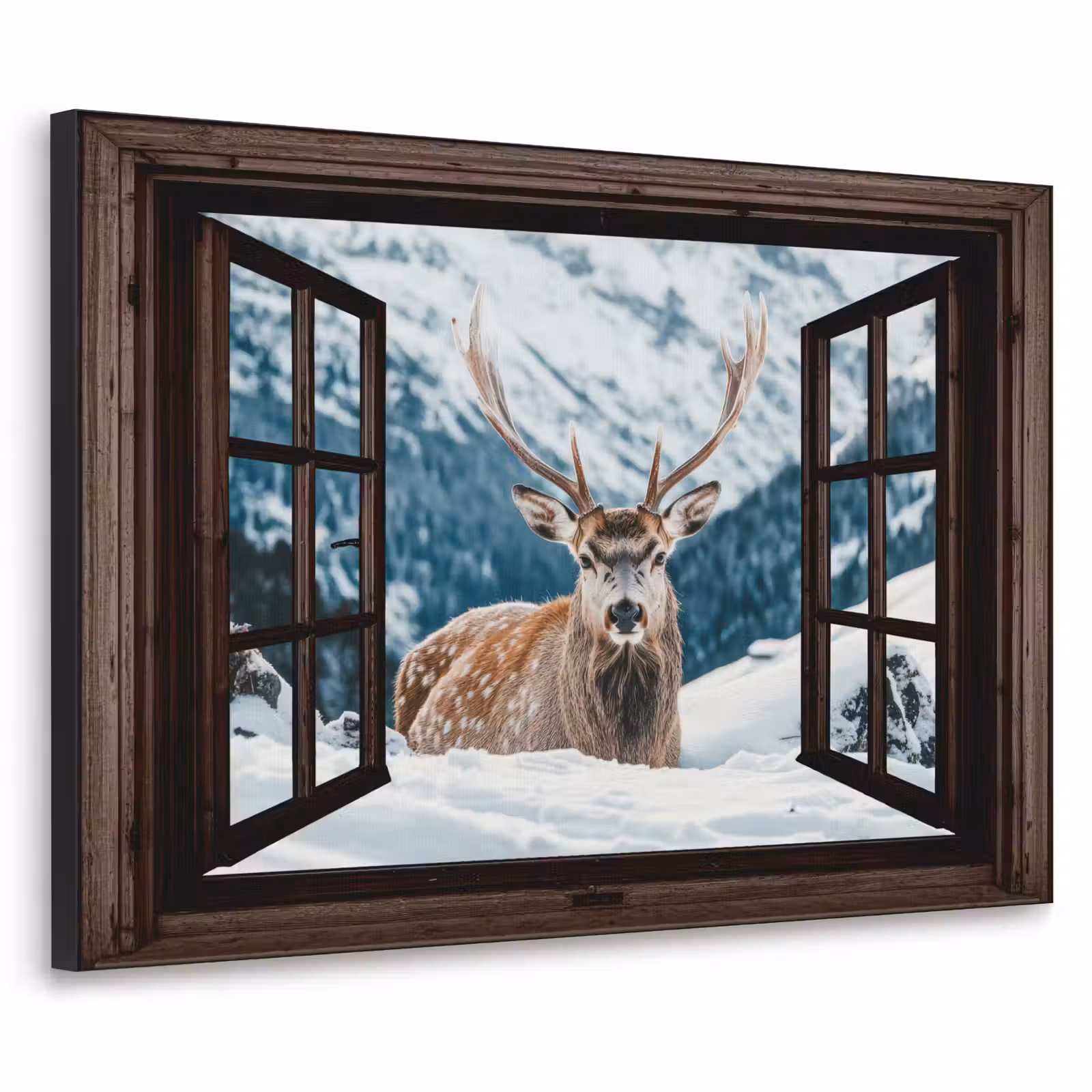 Art Frame - Hert - Landschap - Winter - Natuur - Dieren - Doorkijk - Bergen — 1