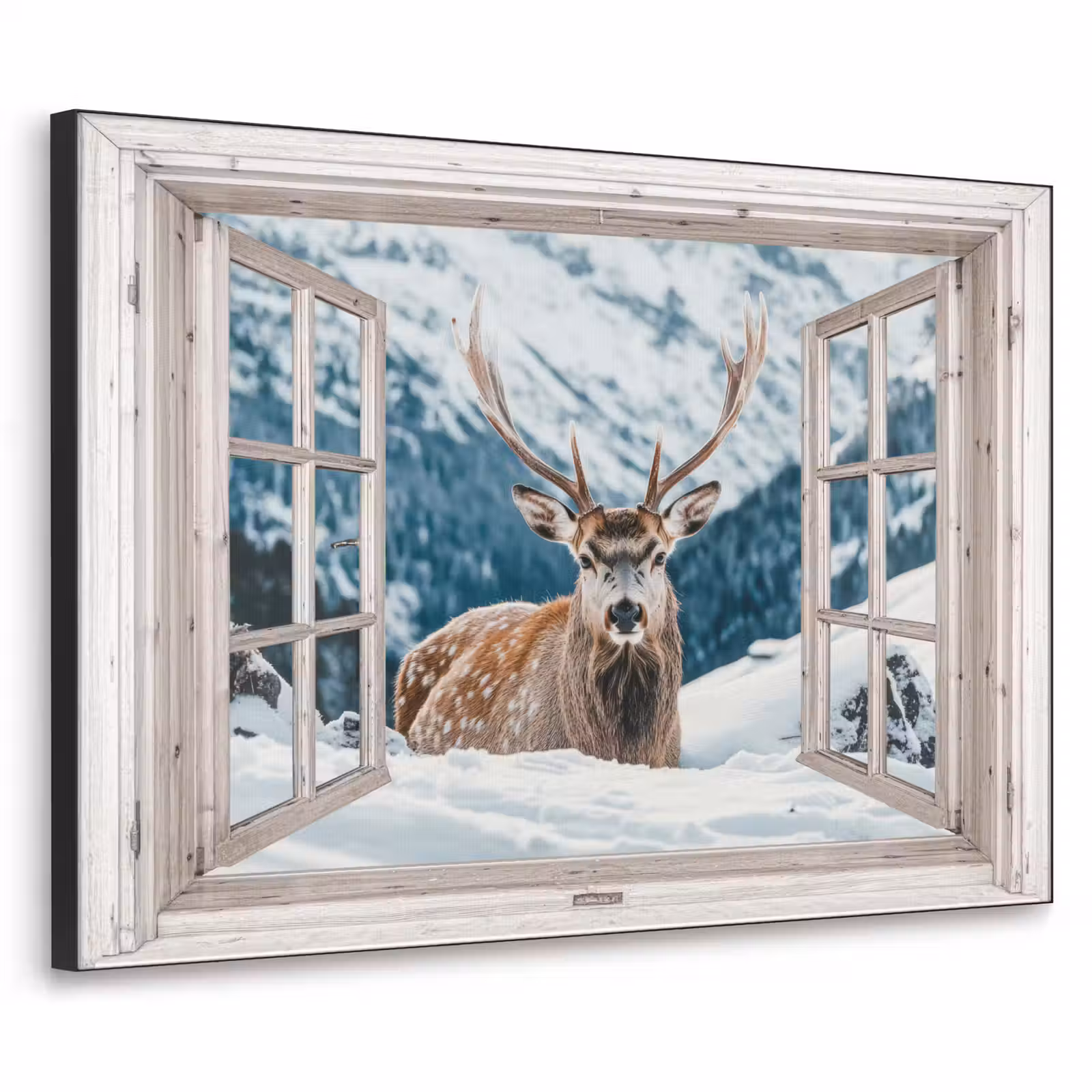 Art Frame - Hert - Winterlandschap - Natuur - Dieren - Doorkijk - Bergen — 1