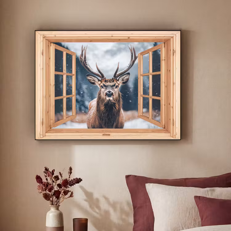 Art Frame - Doorkijk - Hert - Dieren - Winterlandschap - Sneeuw — 3