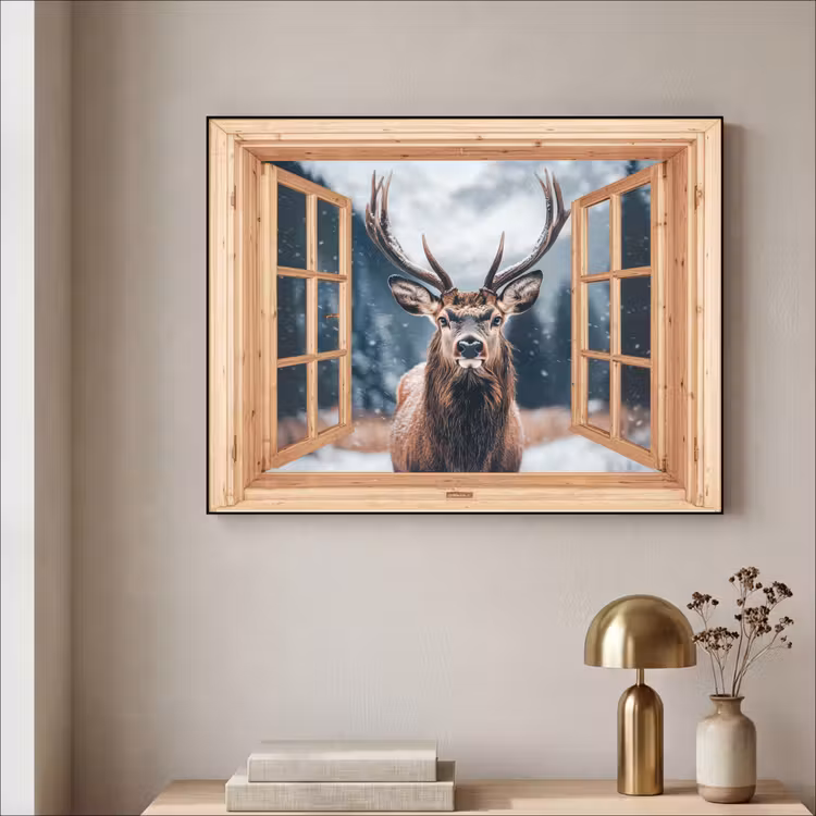 Art Frame - Doorkijk - Hert - Dieren - Winterlandschap - Sneeuw — 5