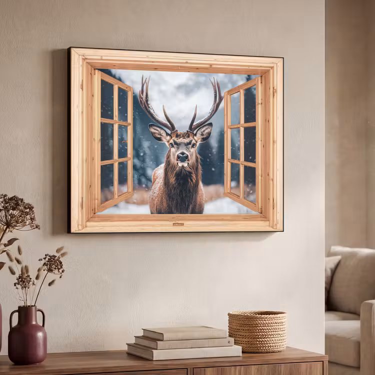 Art Frame - Doorkijk - Hert - Dieren - Winterlandschap - Sneeuw — 7