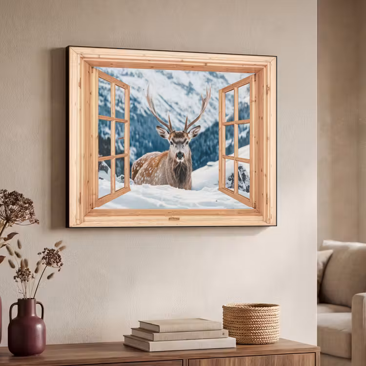 Art Frame - Doorkijk - Hert - Landschap - Winter - Natuur - Dieren - Bergen — 7