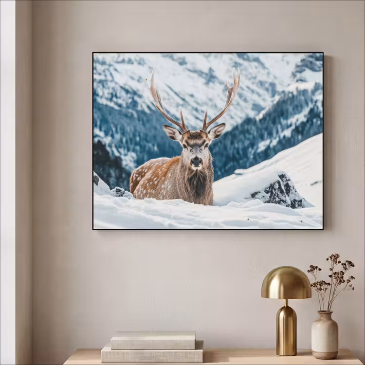 Art Frame - Hert - Landschap - Winter - Natuur - Dieren - Bergen — 5