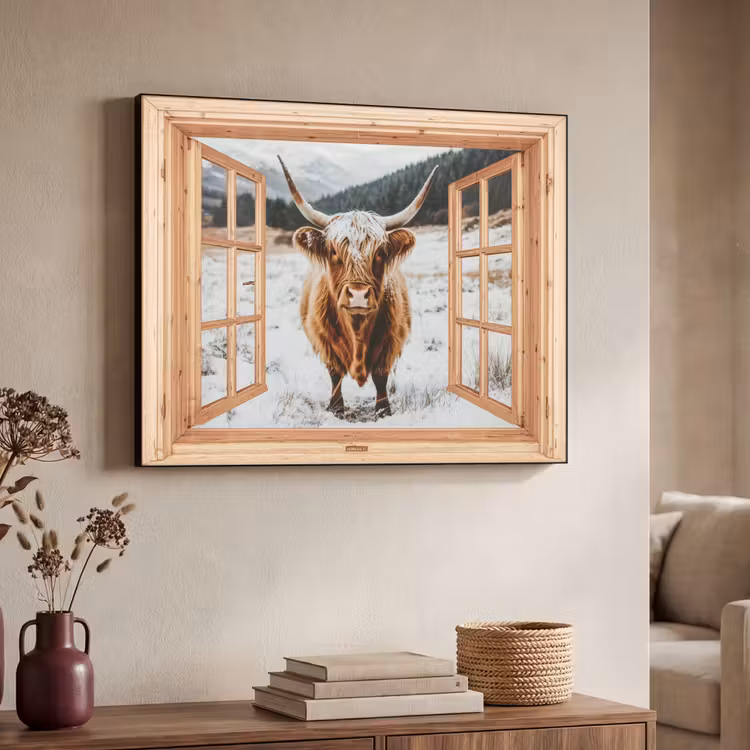 Art Frame - Schotse Hooglander - Landschap - Landelijk - Bergen - Winter - Doorkijk — 7