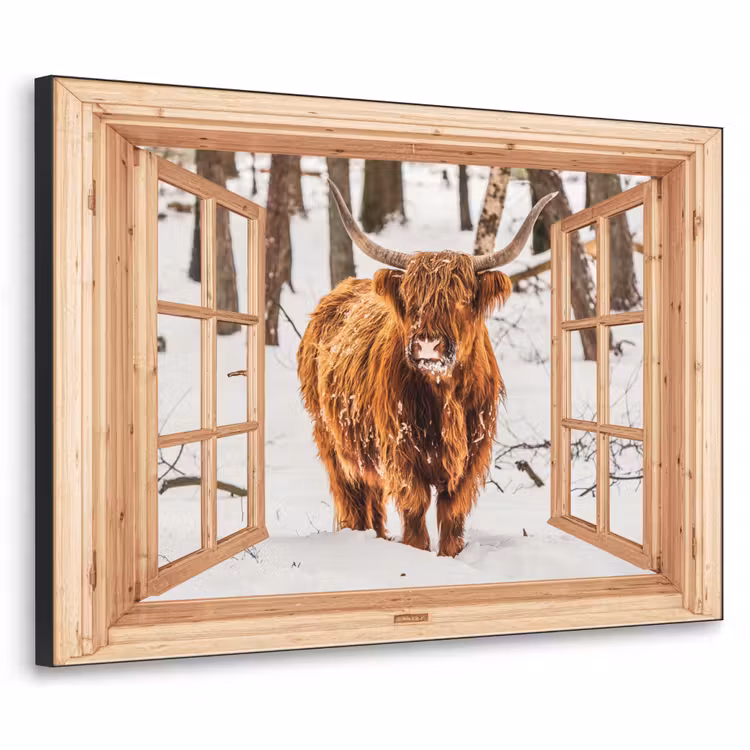 Art Frame - Schotse Hooglander - Winter - Landschap - Natuur - Dieren - Doorkijk — 1