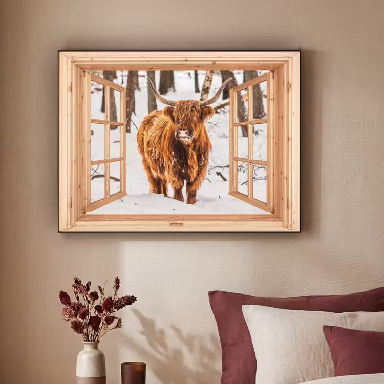 Art Frame - Schotse Hooglander - Winter - Landschap - Natuur - Dieren - Doorkijk — 3