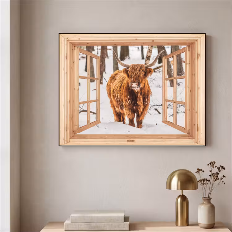 Art Frame - Schotse Hooglander - Winter - Landschap - Natuur - Dieren - Doorkijk — 5