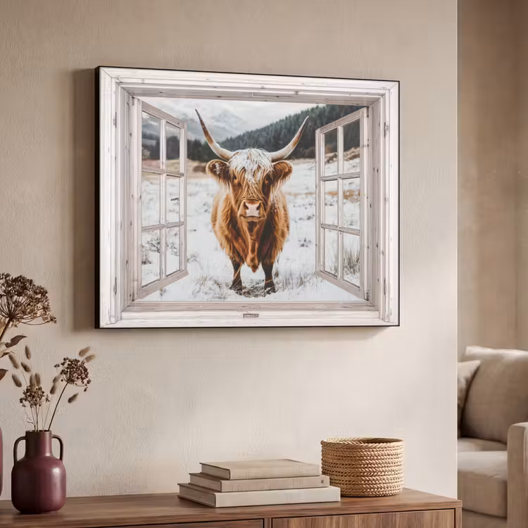 Art Frame - Schotse Hooglander - Winterlandschap - Landelijk - Bergen - Doorkijk — 7