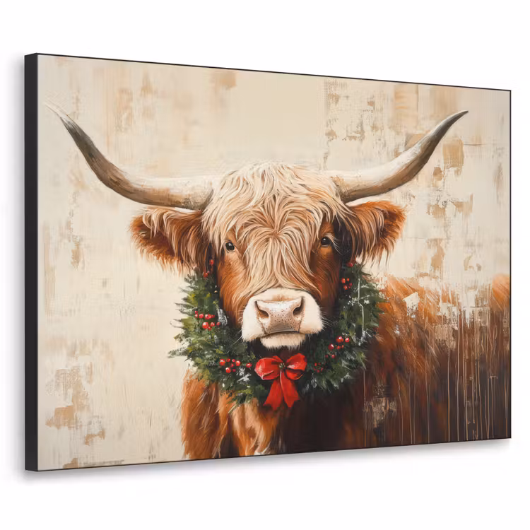 Art Frame - Kerst - Schotse Hooglander - Bruin - Krans — 1