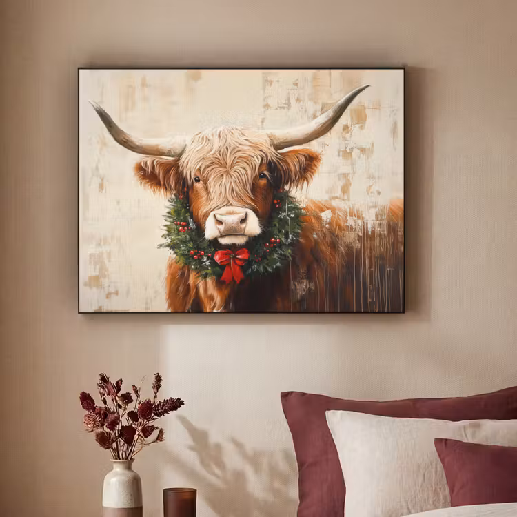 Art Frame - Kerst - Schotse Hooglander - Bruin - Krans — 3