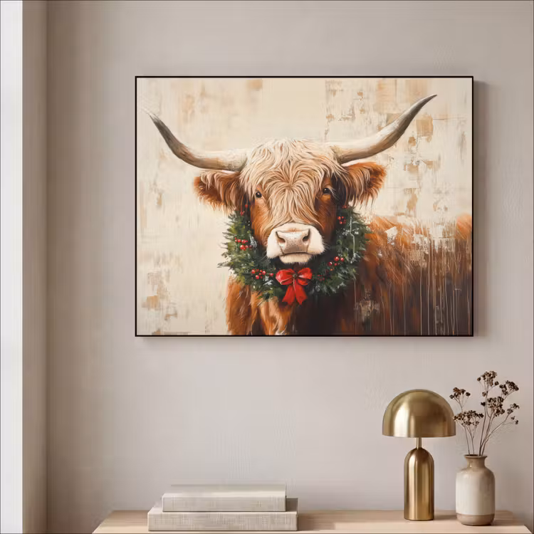 Art Frame - Kerst - Schotse Hooglander - Bruin - Krans — 5