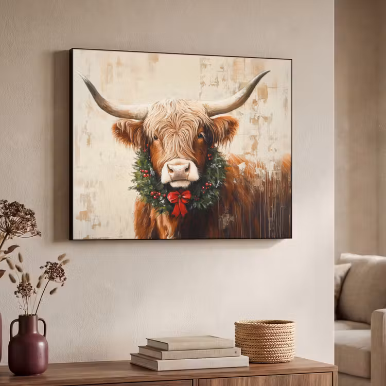 Art Frame - Kerst - Schotse Hooglander - Bruin - Krans — 7