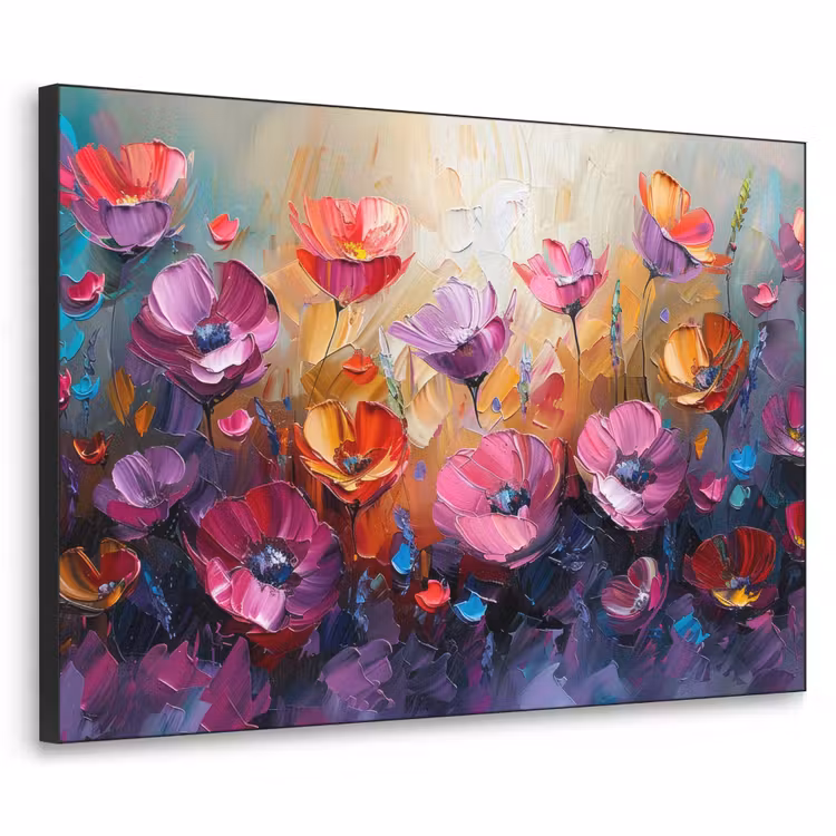Art Frame - Bloemen - Paars - Kleurrijk - Handgeschilderd - Kunst — 1