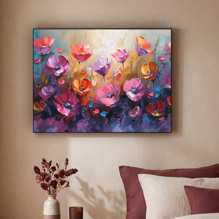 Art Frame - Bloemen - Paars - Kleurrijk - Handgeschilderd - Kunst — 3