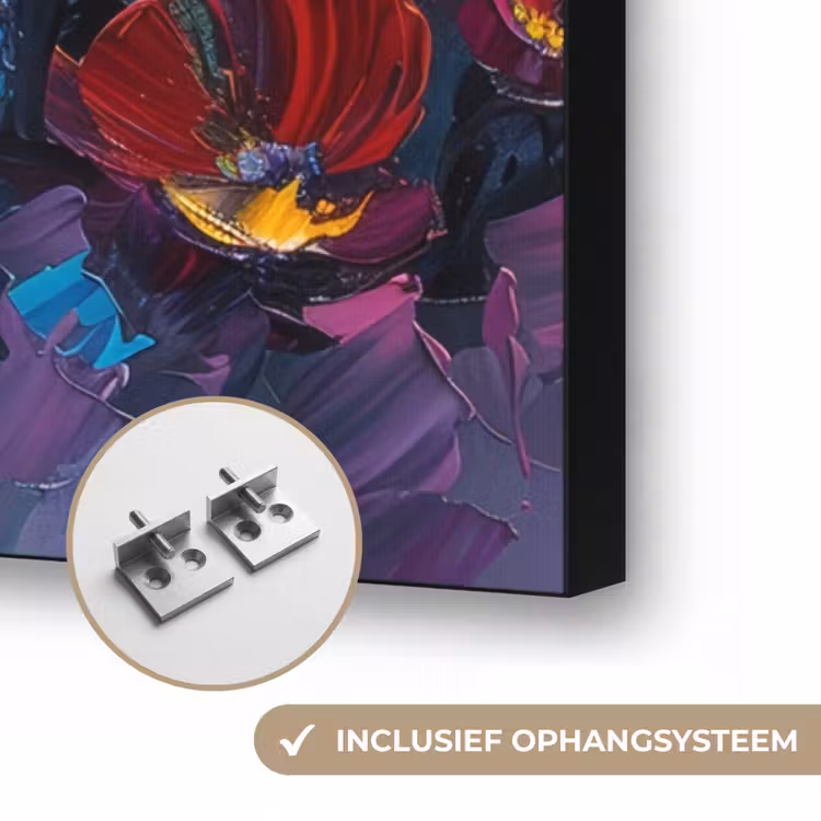 Art Frame - Bloemen - Paars - Kleurrijk - Handgeschilderd - Kunst — 6