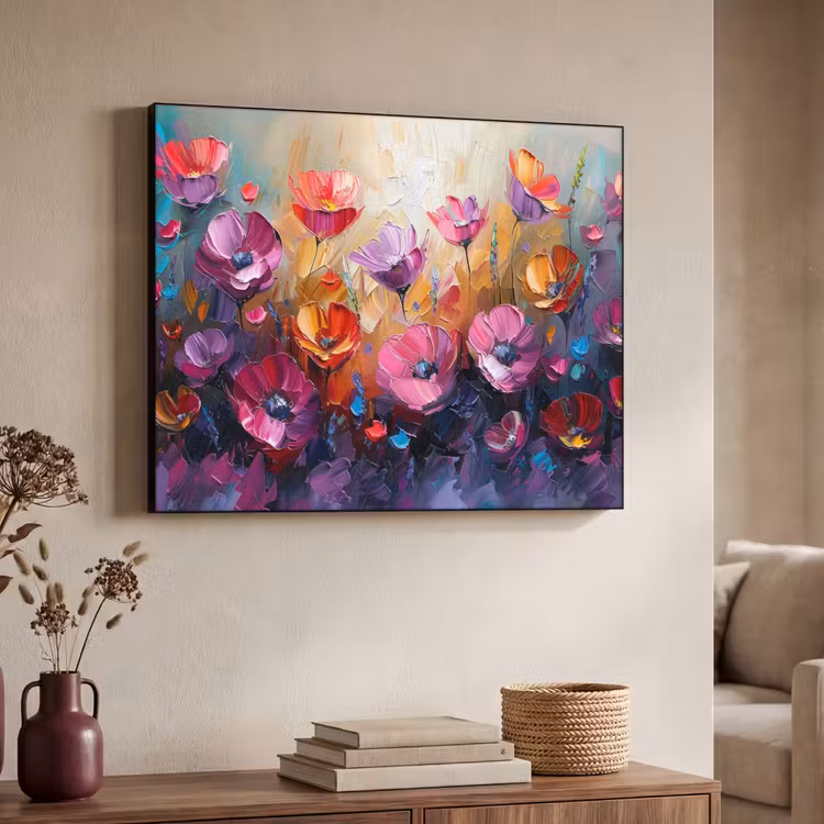 Art Frame - Bloemen - Paars - Kleurrijk - Handgeschilderd - Kunst — 7