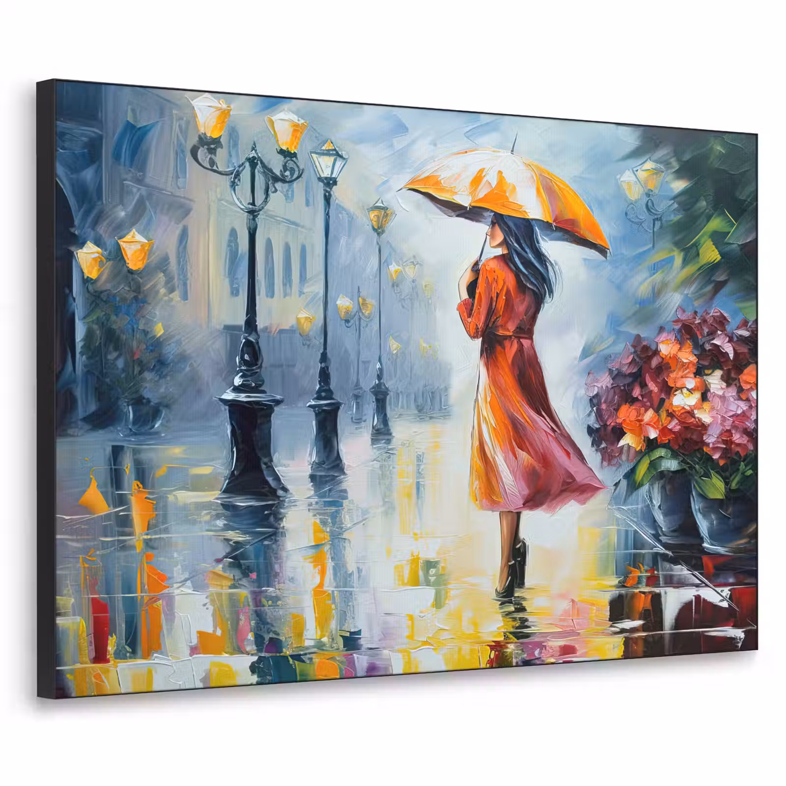 Art Frame - Olieverf - Paraplu - Vrouw - Straat - Kunst — 1
