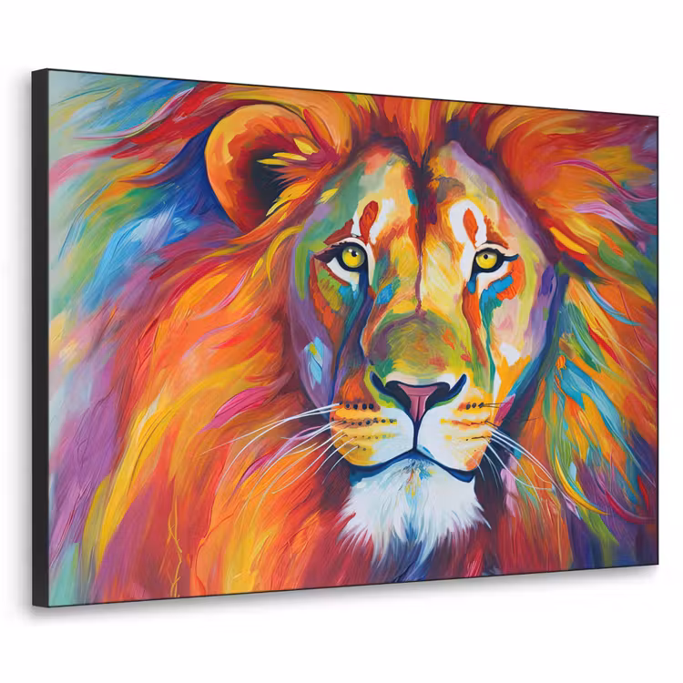 Art Frame - Leeuw - Dieren - Olieverf - Regenboog — 1
