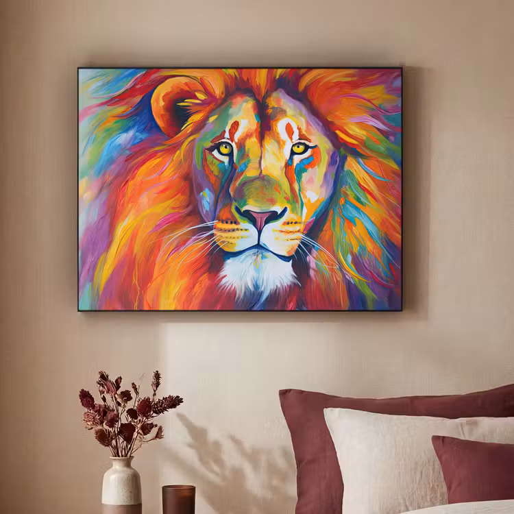 Art Frame - Leeuw - Dieren - Olieverf - Regenboog — 3