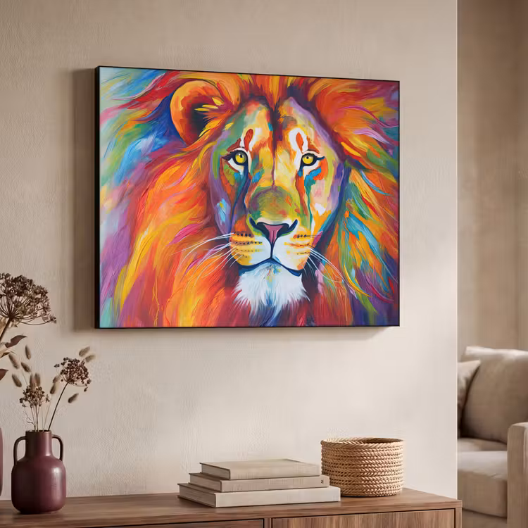 Art Frame - Leeuw - Dieren - Olieverf - Regenboog — 7