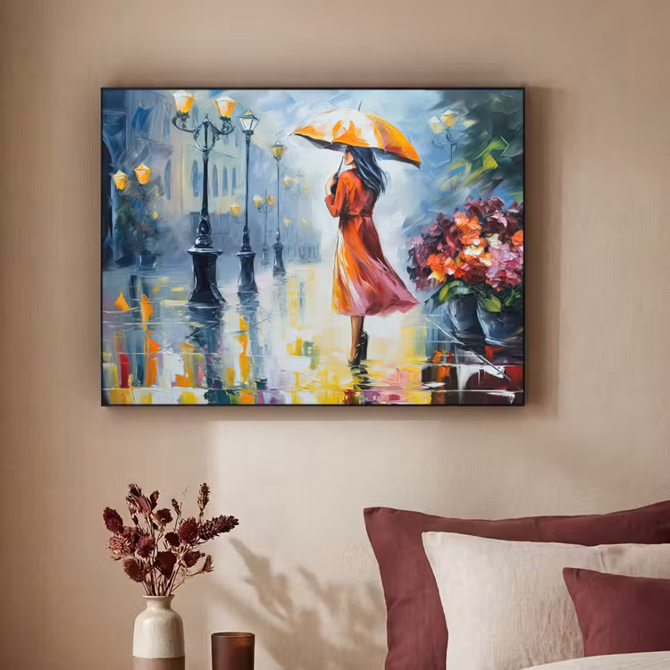 Art Frame - Olieverf - Paraplu - Vrouw - Straat - Kunst — 3