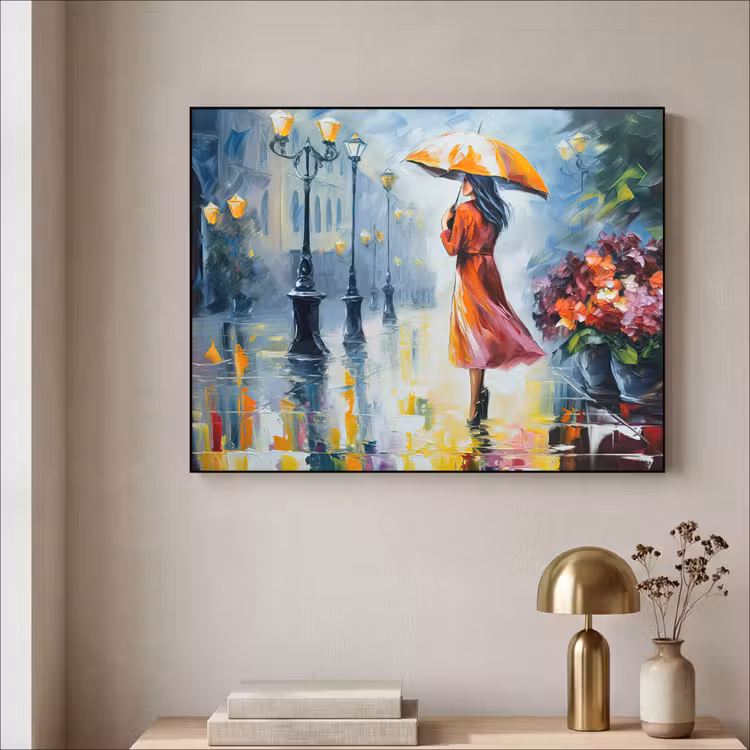 Art Frame - Olieverf - Paraplu - Vrouw - Straat - Kunst — 5