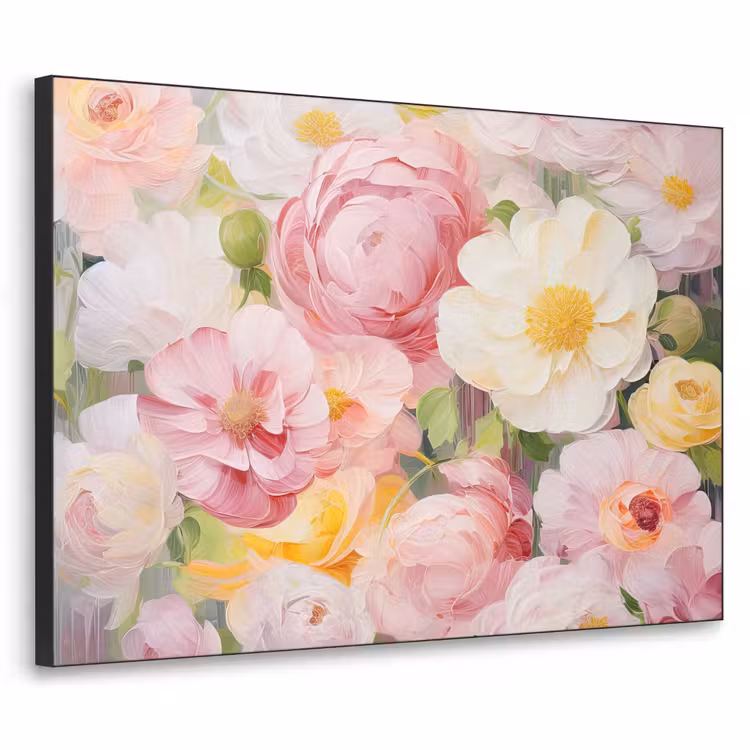 Art Frame - Bloemen - Roze - Botanisch - Kunst - Acrylverf — 1