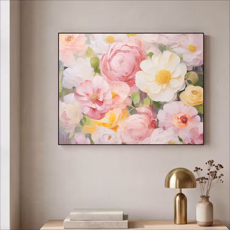 Art Frame - Bloemen - Roze - Botanisch - Kunst - Acrylverf — 5