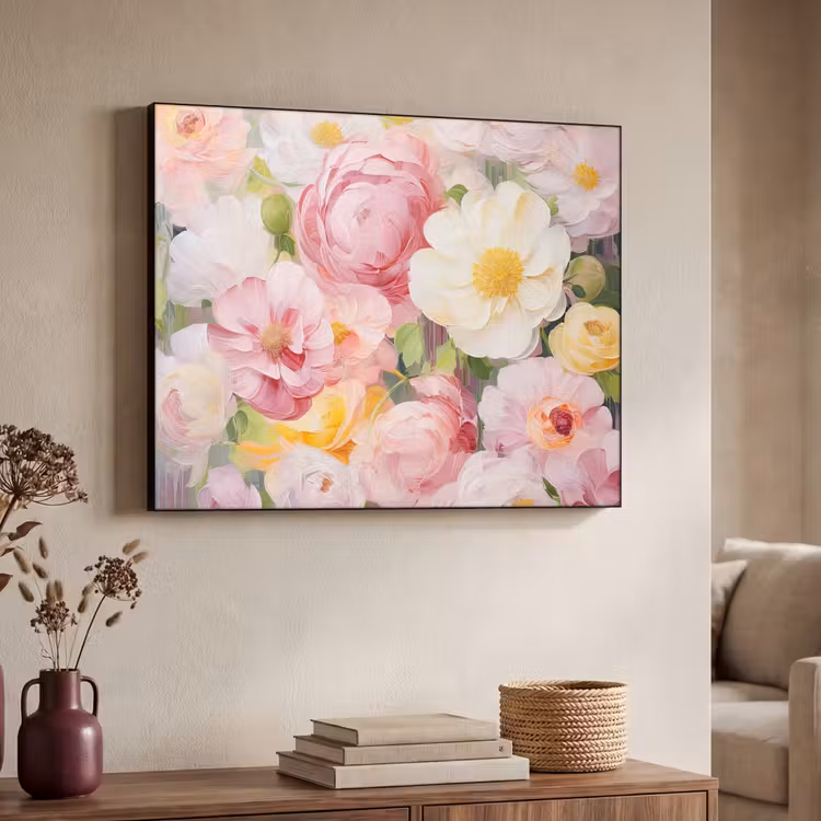 Art Frame - Bloemen - Roze - Botanisch - Kunst - Acrylverf — 7