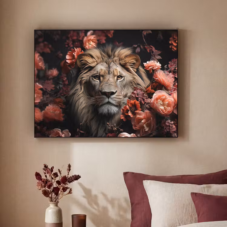 Art Frame - Leeuw - Dier - Natuur - Botanisch - Bloemen - Roze — 3