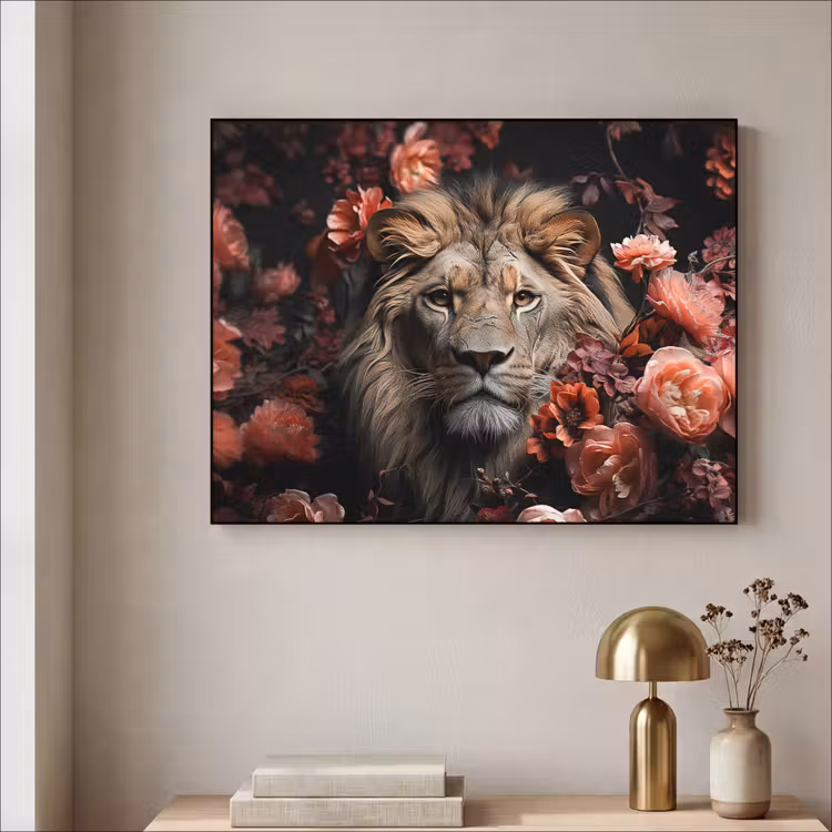 Art Frame - Leeuw - Dier - Natuur - Botanisch - Bloemen - Roze — 5