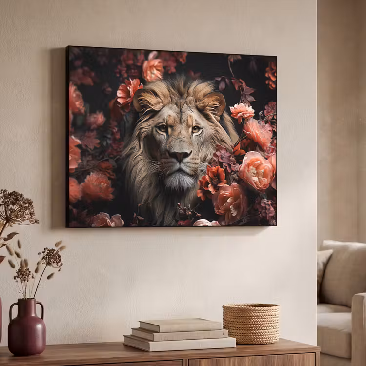Art Frame - Leeuw - Dier - Natuur - Botanisch - Bloemen - Roze — 7