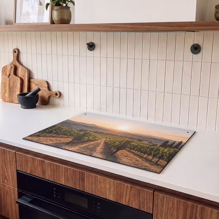 Inductie beschermer en spatscherm (2in1) - Wijngaard - Zonsondergang - Landschap — 3
