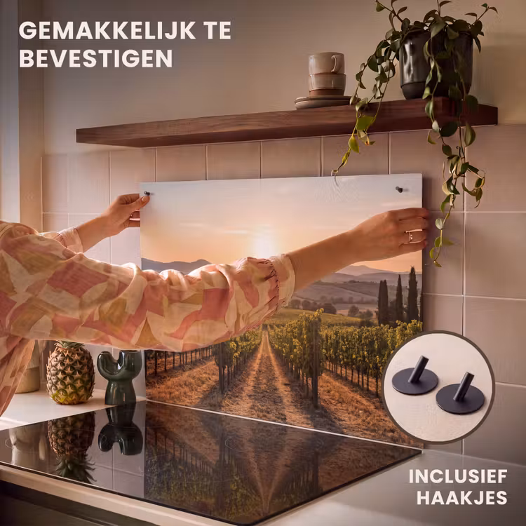 Inductie beschermer en spatscherm (2in1) - Wijngaard - Zonsondergang - Landschap — 7